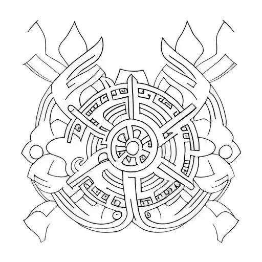 A minimalist tattoo of a wood carving inspired by Naruto characters, symbolizing the beauty of life. tattoo design idea