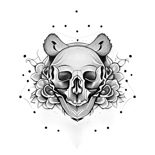 fluer di les with filigree and bear skull tattoo design idea