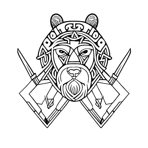 nordic viking and bear tattoo design idea