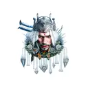 warrior walking in a garden tattoo design idea