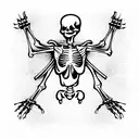 woodcut skeleton with backpack tattoo design idea