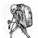 skeleton hiking with backpack tattoo design idea