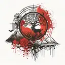 7 chakras, tree of life, rudraksha, dog, birds, mountains tattoo design idea