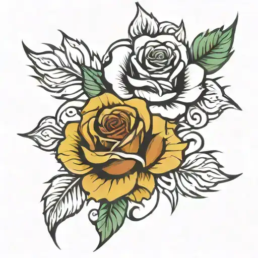 fire rose tattoo design idea