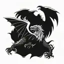 Welsh dragon fighting German eagle flying tattoo design idea