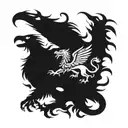 Welsh dragon fighting German eagle flying tattoo design idea