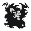 Welsh dragon fighting German eagle flying tattoo design idea