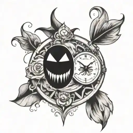 black and white tattoo inspired by watchmen smiley tattoo design idea