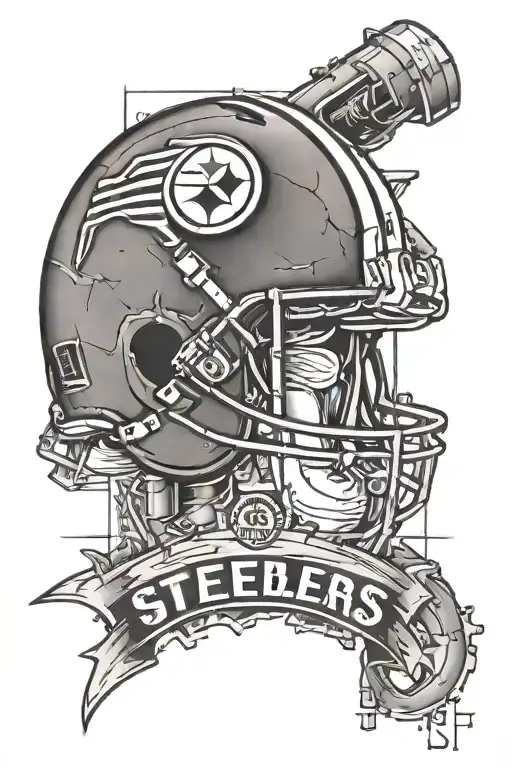 A construction blueprint with a hidden image of a Pittsburgh Steelers logo tattoo design idea