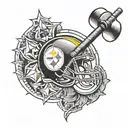 A sleek design featuring the Pittsburgh Steelers logo and a barbell tattoo design idea