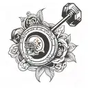 A sleek design featuring the Pittsburgh Steelers logo and a barbell tattoo design idea