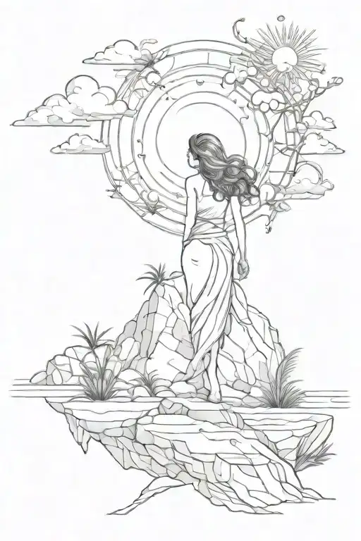 Walks on the stone, runs to the ocean, pearl of the sun I love you tattoo design idea
