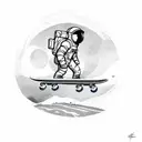 Astronaut on a skateboard on the moon tattoo design idea