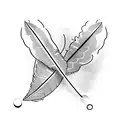 an open envelope with an inscription, next to it lies a black crow's feather and drops of blood flowing out with the Rom tattoo design idea