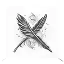 an open envelope with an inscription, next to it lies a black crow's feather and drops of blood flowing out with the Rom tattoo design idea