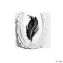 an open envelope with an inscription, next to it lies a black crow's feather and drops of blood flowing out with the Rom tattoo design idea