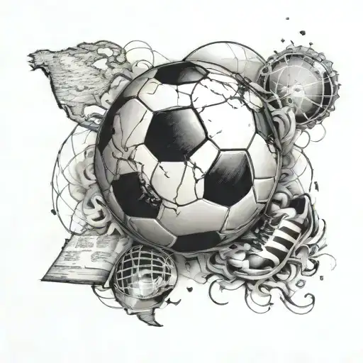 soccer ball and world globe tattoo design idea