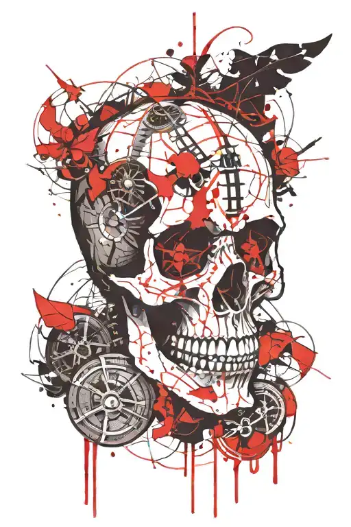 skull and ethanol chemical structure tattoo design idea