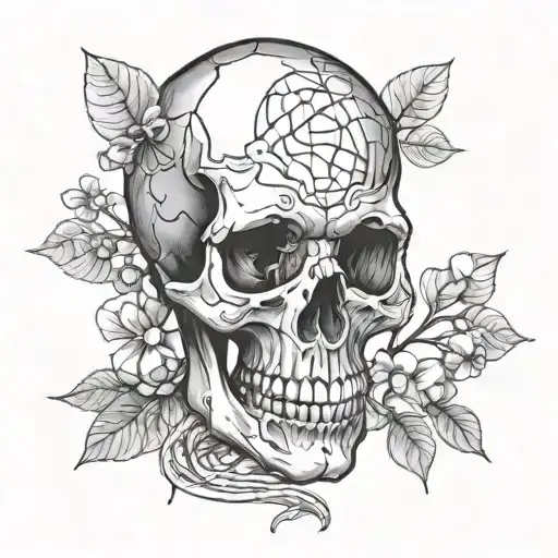skull and ethanol chemical structure tattoo design idea