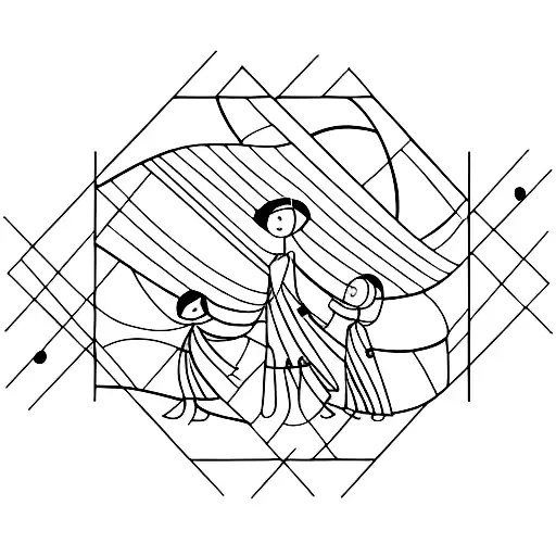  an abstract design representing a family with 2 daughters and a son tattoo design idea