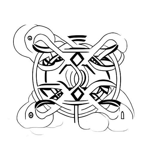 an simple design describing symbols for two daughters and a son tattoo design idea