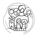  an abstract design representing a family with 2 daughters and a son tattoo design idea