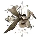 Wing of an angel, with a broken compass, and a phoenix flying out of the shattered glass. Shoulder tattoo  tattoo design idea