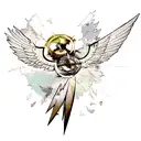 Wing of an angel, with a broken compass, and a phoenix flying out of the shattered glass. Shoulder tattoo  tattoo design idea