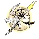 Wing of an angel, with a broken compass, and a phoenix flying out of the shattered glass. Shoulder tattoo  tattoo design idea