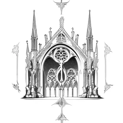 gothic style cathedral tattoo design idea