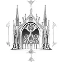 gothic style cathedral tattoo design idea