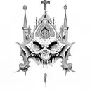 gothic style cathedral tattoo design idea