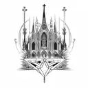gothic style cathedral tattoo design idea