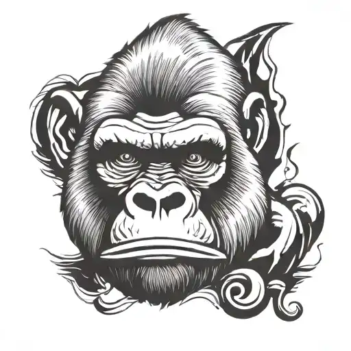 gorilla smoking a cigar made out of dollar bill cipher tattoo design idea