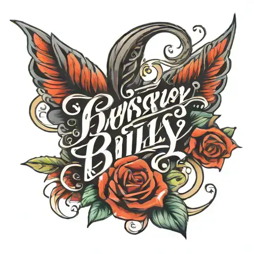 cursive font of Billy, Kenzy, Bina  tattoo design idea
