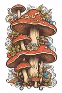 mushroom surrounded tattoo design idea