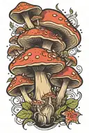mushroom surrounded tattoo design idea