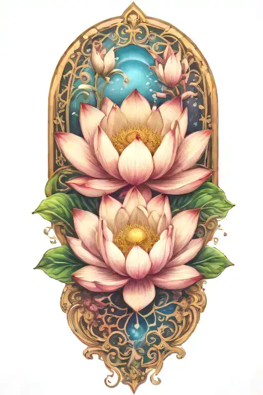 lotus flower surrounded tattoo design idea
