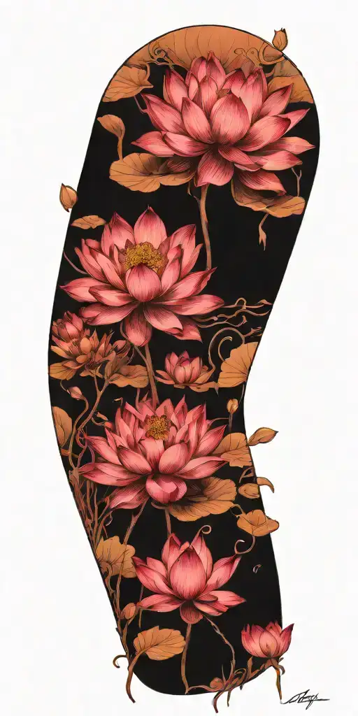 lotus flower surrounded tattoo design idea