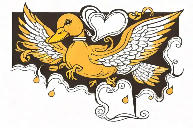 duck with love tattoo design idea