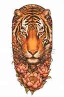 tiger surrounded by lotus flowers tattoo design idea