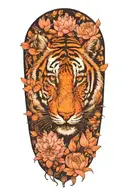 tiger surrounded by lotus flowers tattoo design idea