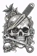 skull scissors comb design tattoo design idea
