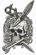 skull scissors comb design tattoo design idea