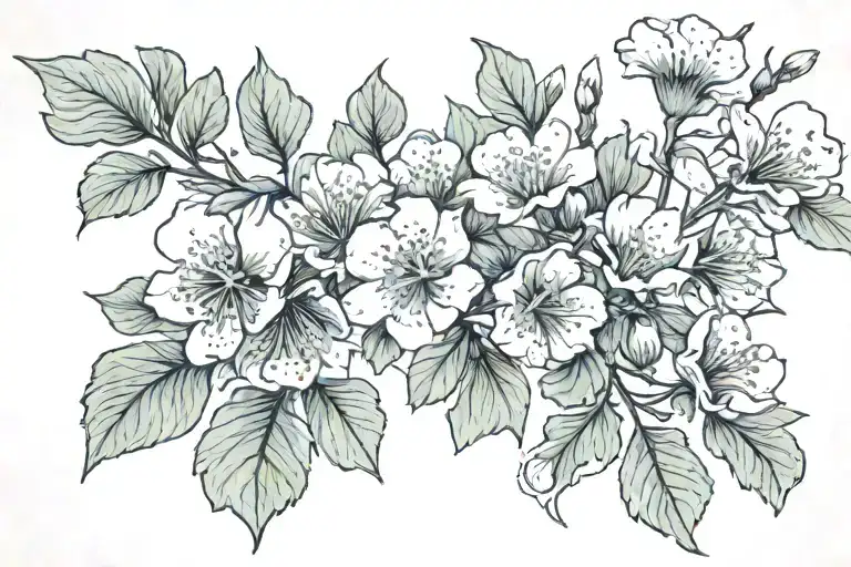 Japanese apricot flower and ginkgo leaves tattoo design idea