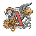 initals s and v with zodiac signs taurus and aries tattoo design idea