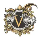 initals s and v with zodiac signs taurus and aries tattoo design idea