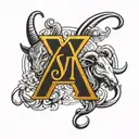 initals s and v with zodiac signs taurus and aries tattoo design idea