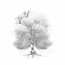 tree dissolving into ash  tattoo design idea