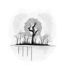 tree dissolving into ash  tattoo design idea